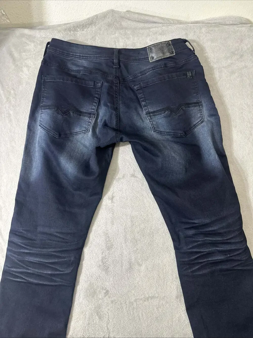Buffalo David Bitton Max-X Jeans Mens 38x32 Skinny Stretch Moto Biker Blue